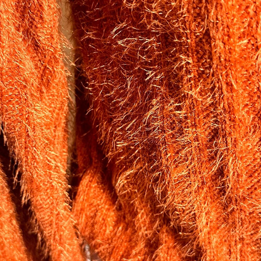 Altar'd State Orange Sweater Bubble Sleeve Soft Fuzzy Size M - Picture 4 of 9